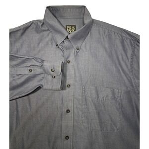 Jos. A.‎ Bank Traveler's Collection Mens L Blue Herringbone Cotton Shirt Office